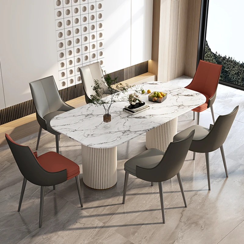 Modern Leather Dining chair restaurant furniture kitchen backrest stool minimalist hotel soft Cafe chairs Design vanity chair