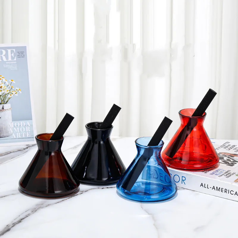 2PCS 220ml Funnel Shape Empty Reed Diffuser Glass Container Essential Oil Bottle Home Fragrance Diffuser Decorative Bottle
