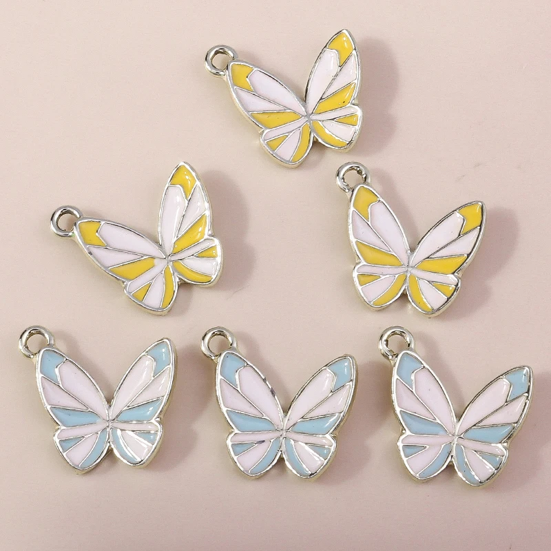 20 Stück 20x20mm Niedliche Tier-Anhänger, Emaille Fliegende Schmetterlinge Charms für Schmuckherstellung, Ohrringe, Halsketten, DIY-Bastelbedarf – Detail 6