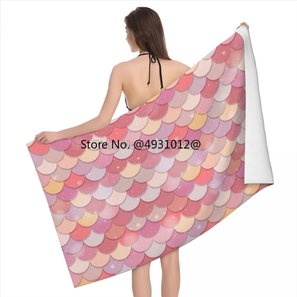 

2023 New Sparkle Glitter Mermaid Scales Beach Bath Towel Microfiber Fish Glitter Pool Towels Swimming Washcloth Bathroom Decor