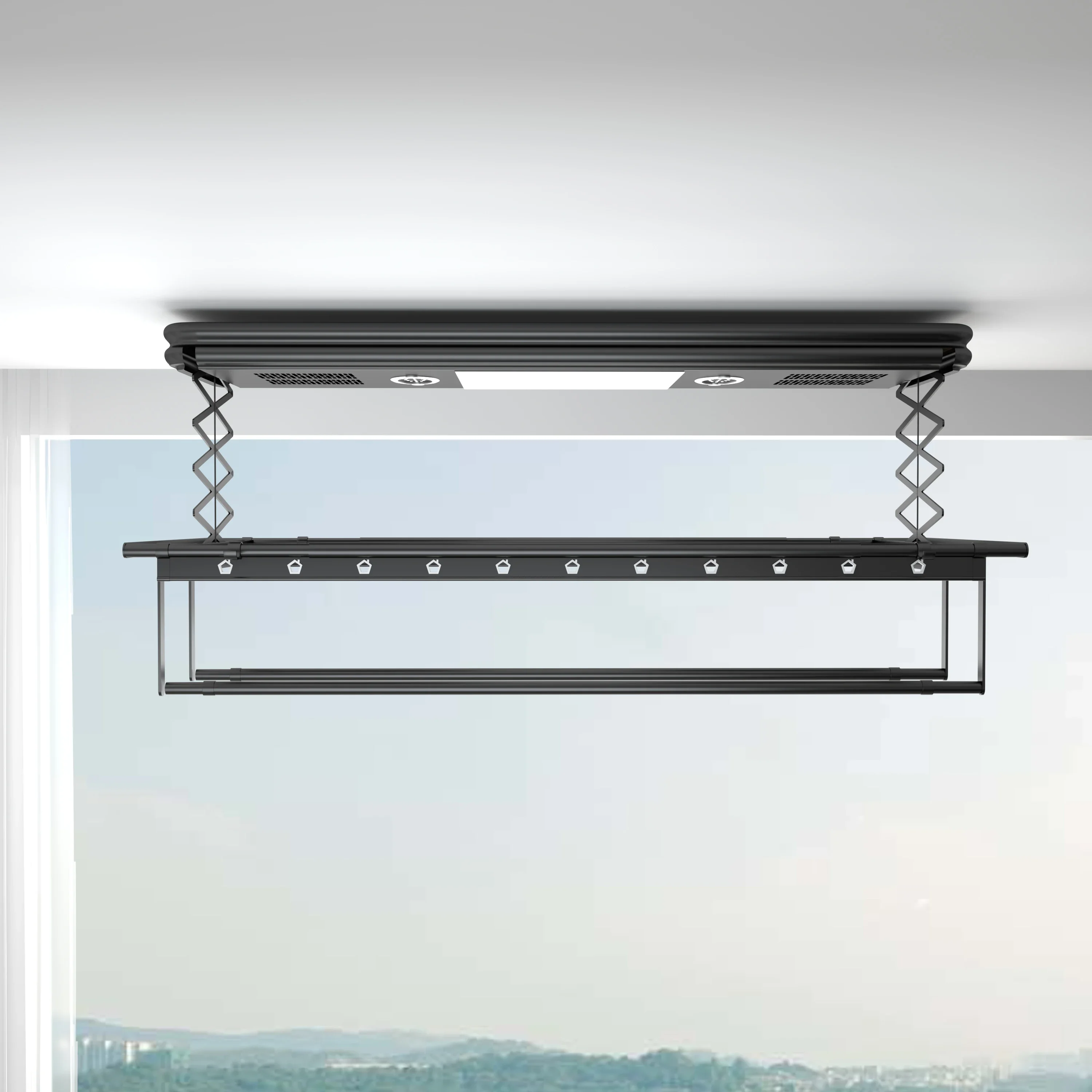 Electric clothes drying rack indoor balcony intelligent remote control automatic lifting clothes drying rod folding dryi