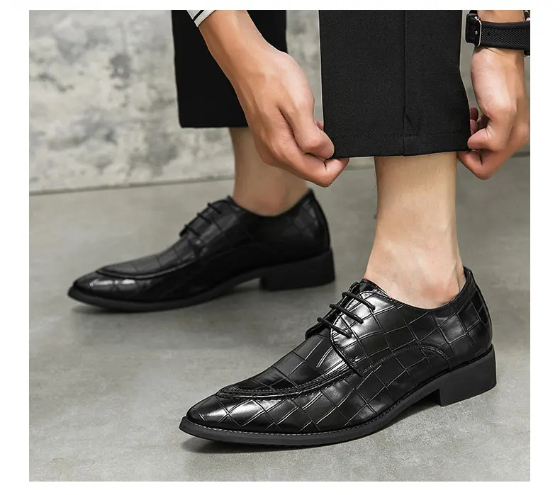Men Derby Shoes Split Leather 38-46 Big Size Fashion Black Lace-up Oxford Flats Classic Business Formal Casual Loafers