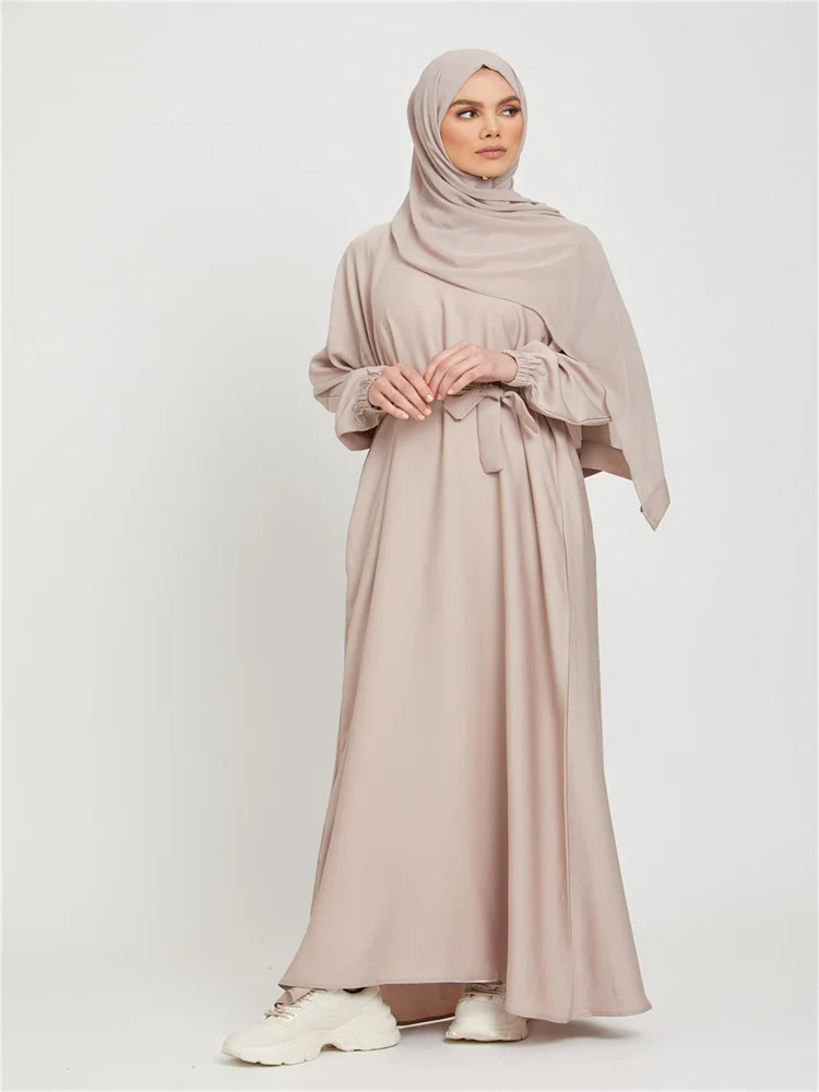 Hot Selle Simple Style Moroccan Dresses Kaftan Turkey Solid Color Gulf Abayas Islamic Women Long Dress Muslim Saudi Robe Ramadan - Image 4