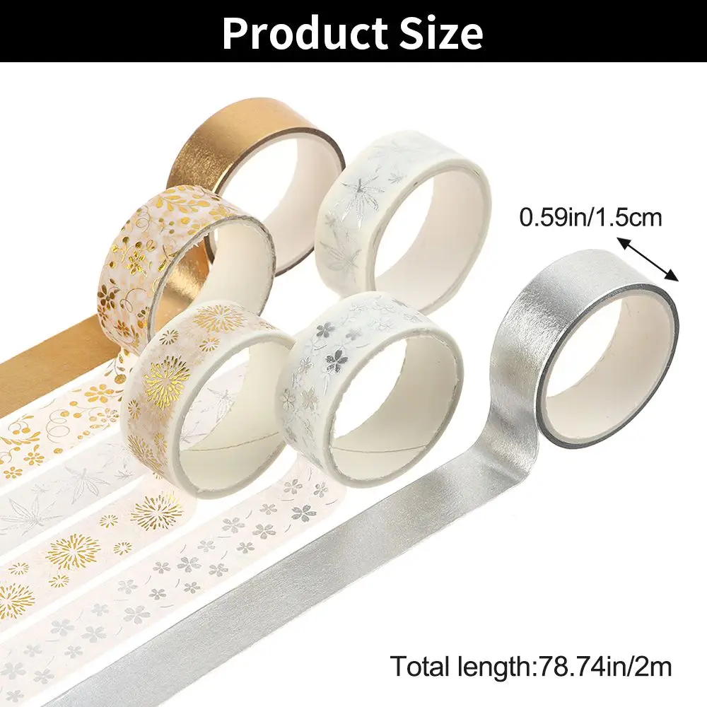 6Rolls/Set Flower Plant Washi Tape Decorative Adhesive Tape Gold Foil Masking Tape Sticker Scrapbooking New DIY Diary Gifts 6