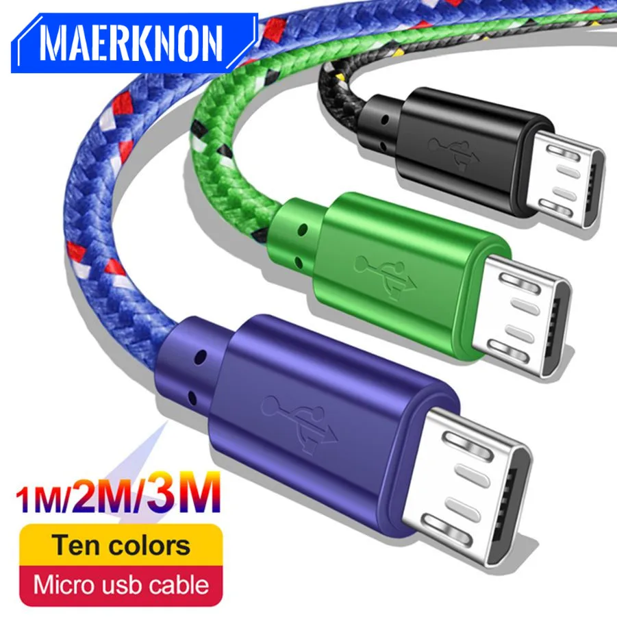 

Nylon Braided Micro USB Cable 1m/2m/3m Data Sync USB Charger Cable For Samsung HTC Huawei Xiaomi Tablet Android USB Phone Cables