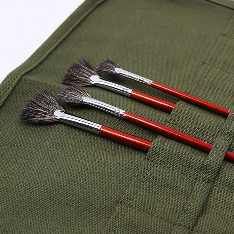 Painting Brushes Storage Bag 16 Slots Watercolour Brushes Holder Roll up Pen Container Makeup Brush Shelf For Painting Supplies painting brush storage bag paintbrush holder