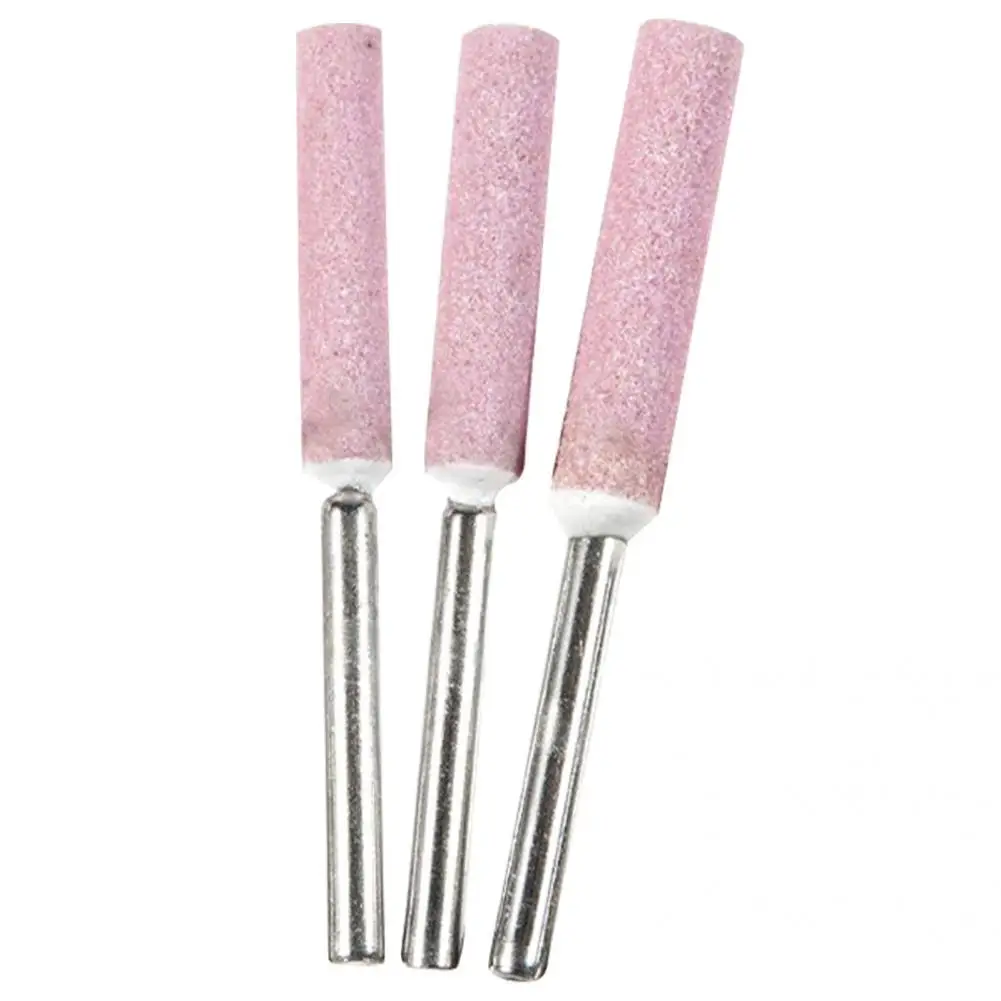 Long Service Life 3Pcs Practical Chainsaw Sharpener Pink Grinding Stone File Sturdy for Emerald |