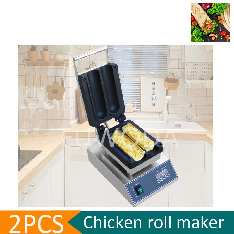 110V 220V Hand Grab Cake Machine Involtini Di Pollo Rolling Waffle Maker Macchina Vendita Calda Pollo Messicano Vol Spiedino Burrito Maker