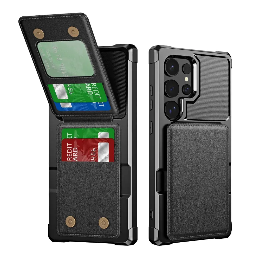 Pung-etui til Samsung Galaxy S24 S23 S22 S20 Ultra Plus FE A34 A54 A53 Læderkortlomme Flipcover Blødt Luftpude-cover_voghion.com
