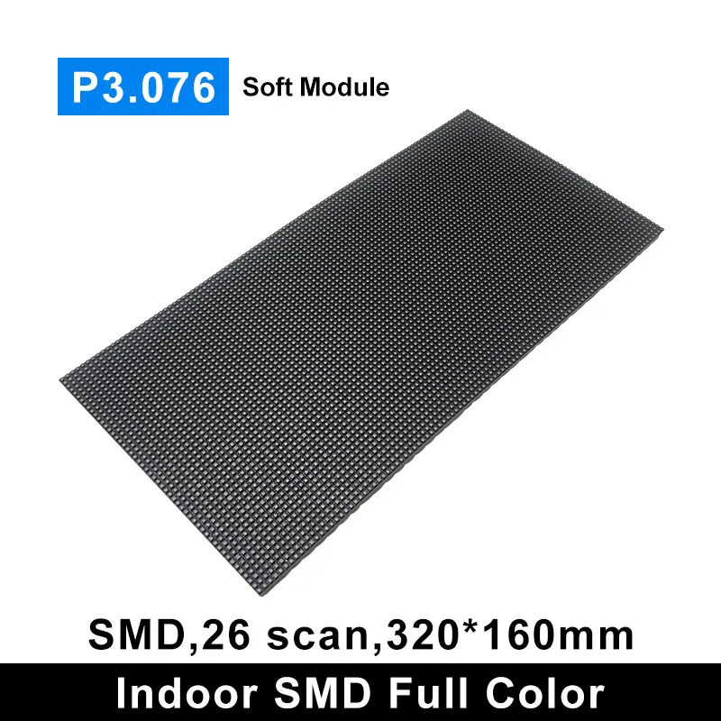 P3.076 Flexible LED Display Module 320x160mm 104x52 Resolution SMD  for Indoor Soft LED Video Wall flexible led display curved led module p4 256x128mm full color video advertising panel