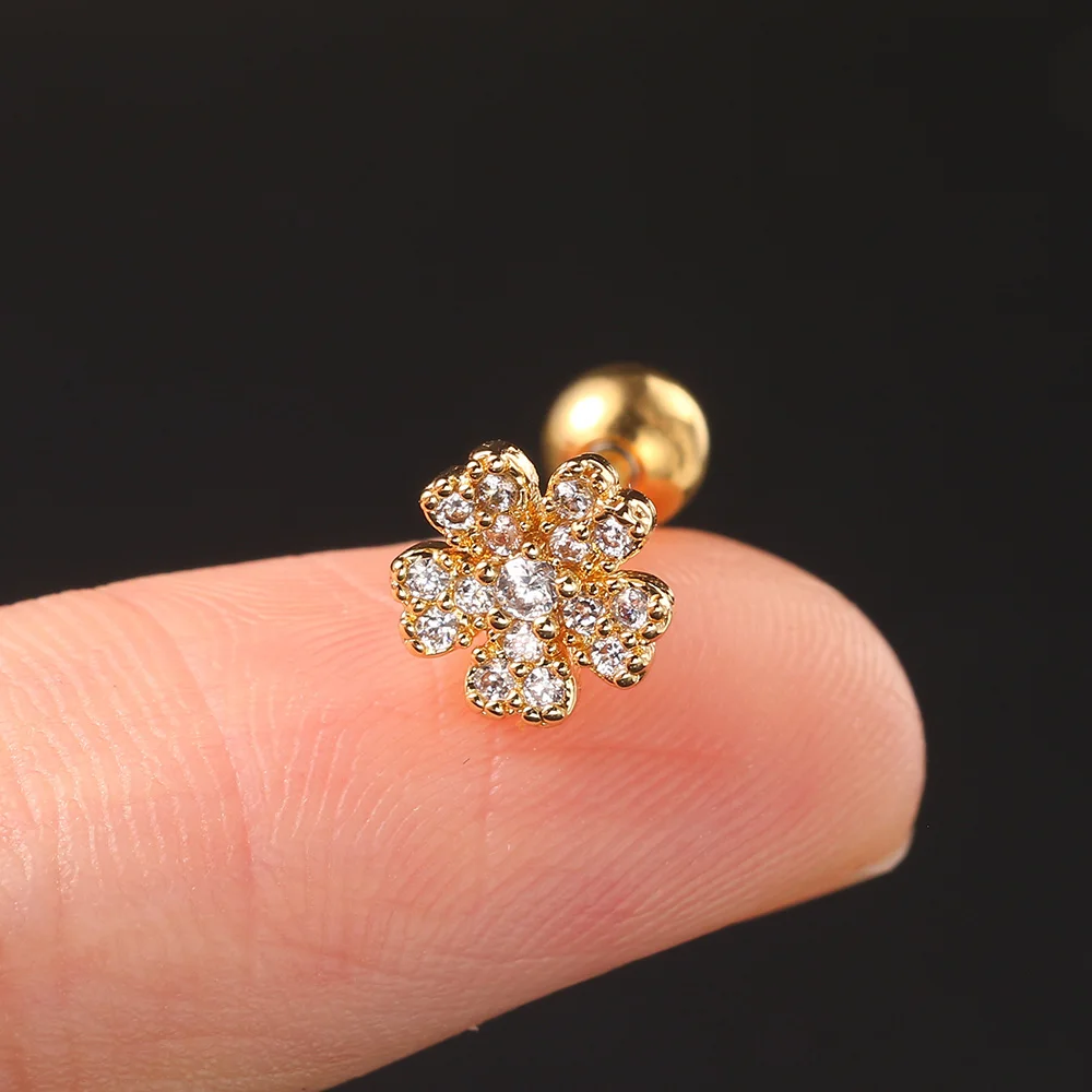 1PC Y2k Ohr Knorpel Piercing Mini Blume Stud Ohrring Für Frauen Zarte CZ Edelstahl Helix Daith Tragus Earing schmuck – Detail 6