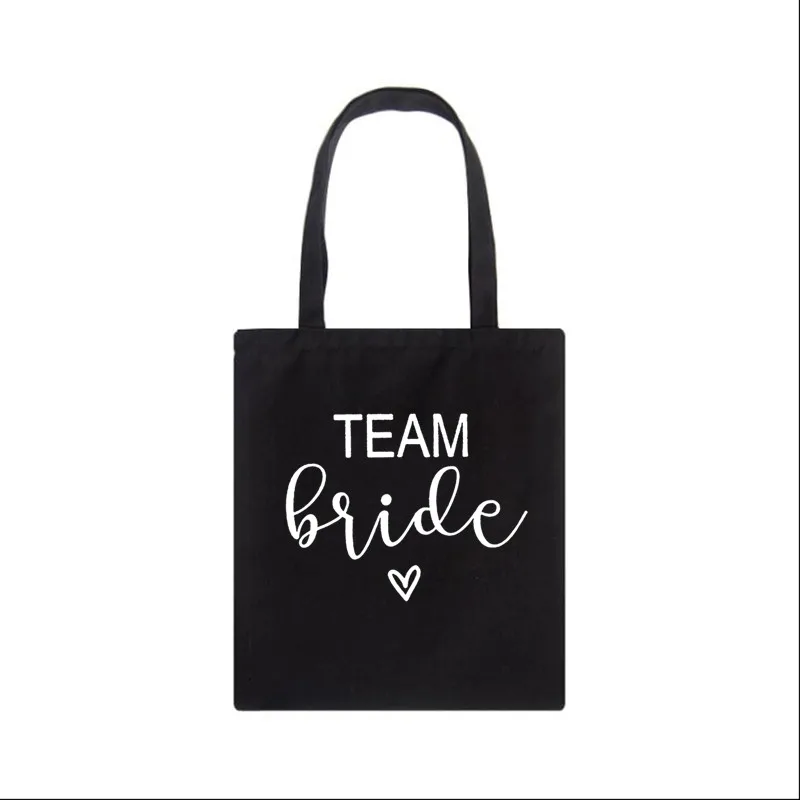 Team Bride Canvas Black Shopping Bachelorette Decoration Wedding