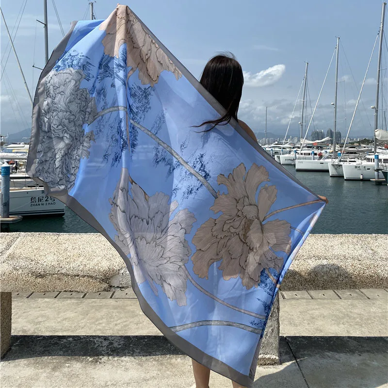 Travel Beach Scarf – Large Floral Sunscreen Shawl, Luxury Sarong Wrap for Women, Swimsuit Cover-Up 90x180cm Safety Accessories Scarves & sarongs