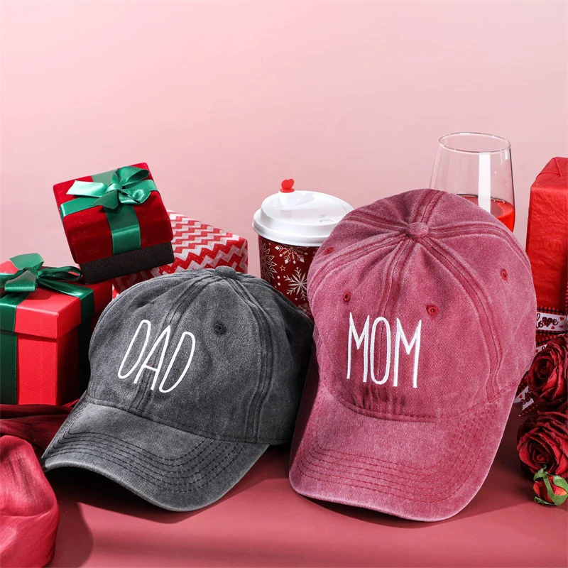 Retro Washed Cotton Baseball Caps Fashion DAD MOM Letter Embroidery Women Men Hats Outdoor Sport Visors Snapback Breathable Cap 3