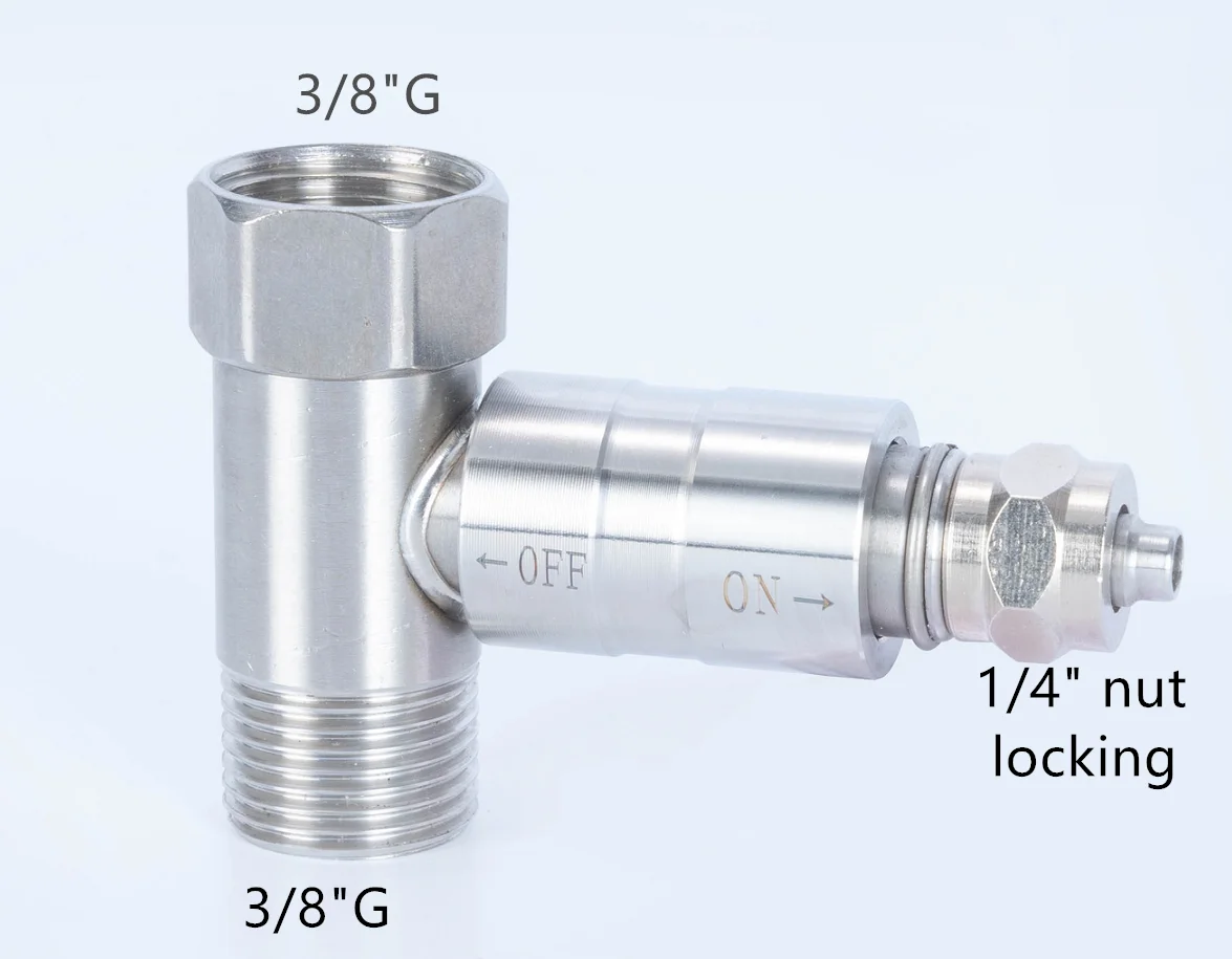 

3/8'To 1/4‘’Stainless Steel RO Feed Water Adapter Tee Ball Valve Faucet Shut Off Ball Valve Fitting Connection RO Water Filter