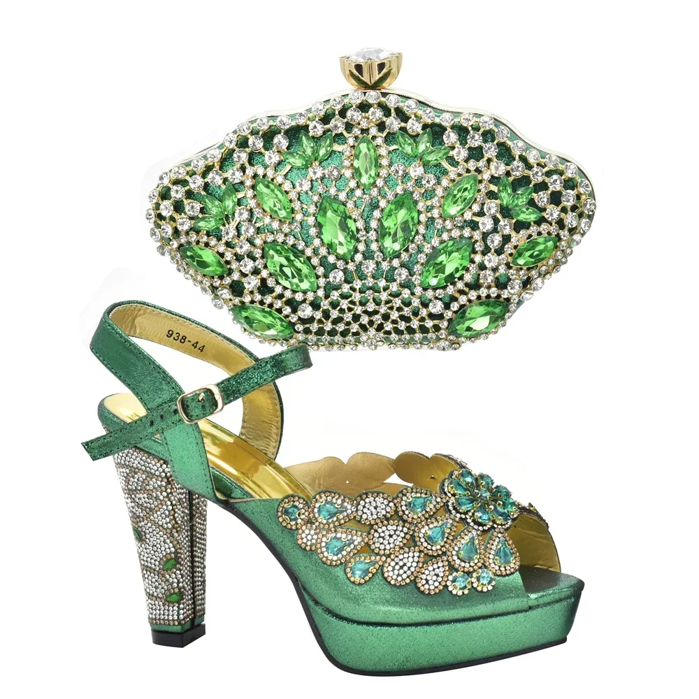 

New Arrival Italian Women Shoes and Bag Set Decorated with Rhinestone Plus Size Women Shoes 43 Wedding Shoes for Women Bride