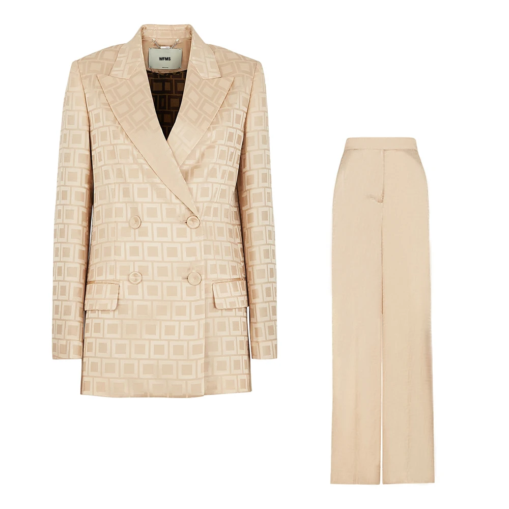 

WFMS MS Beige Mulberry Silk Casual Suit Ladies Jacket Trousers #wfms6568