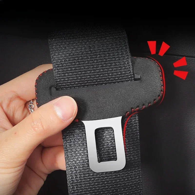 Car Seat Belt Buckle Clip Protector Cover Interior Front Rear Seat Auto Safety Seat Belt Bulckle Leather Clips Accessor