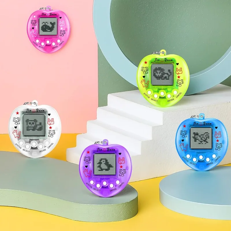 Virtual Pets Keychain for Kids Electronic Digital Pet Christmas Retro Handheld Game Machine for Birthday Gift Party Multicolor