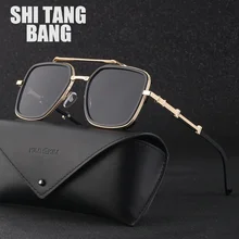 

Vintage Rectangle Sunglasses For Men 2022 New Brand Big Metal Frame Sun Glasses Square Eyeglasses Trend Fashion Female Shades