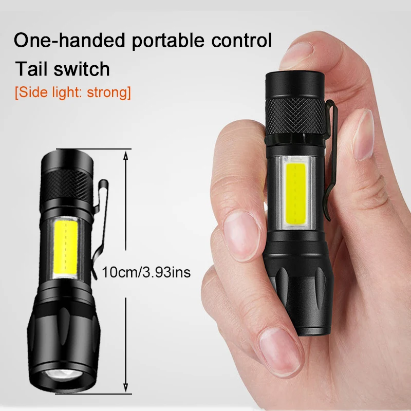 미니 토치 LED 충전식 손전등, 휴대용 USB 충전 손전등, 보조배터리 캠핑 방수 장거리 랜턴