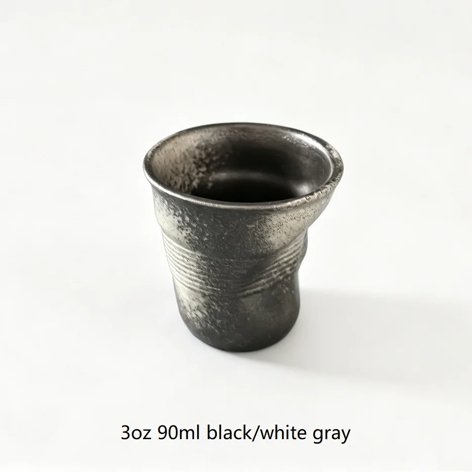 Artistic Textured Ceramic Coffee Mug in Retro Folded Design