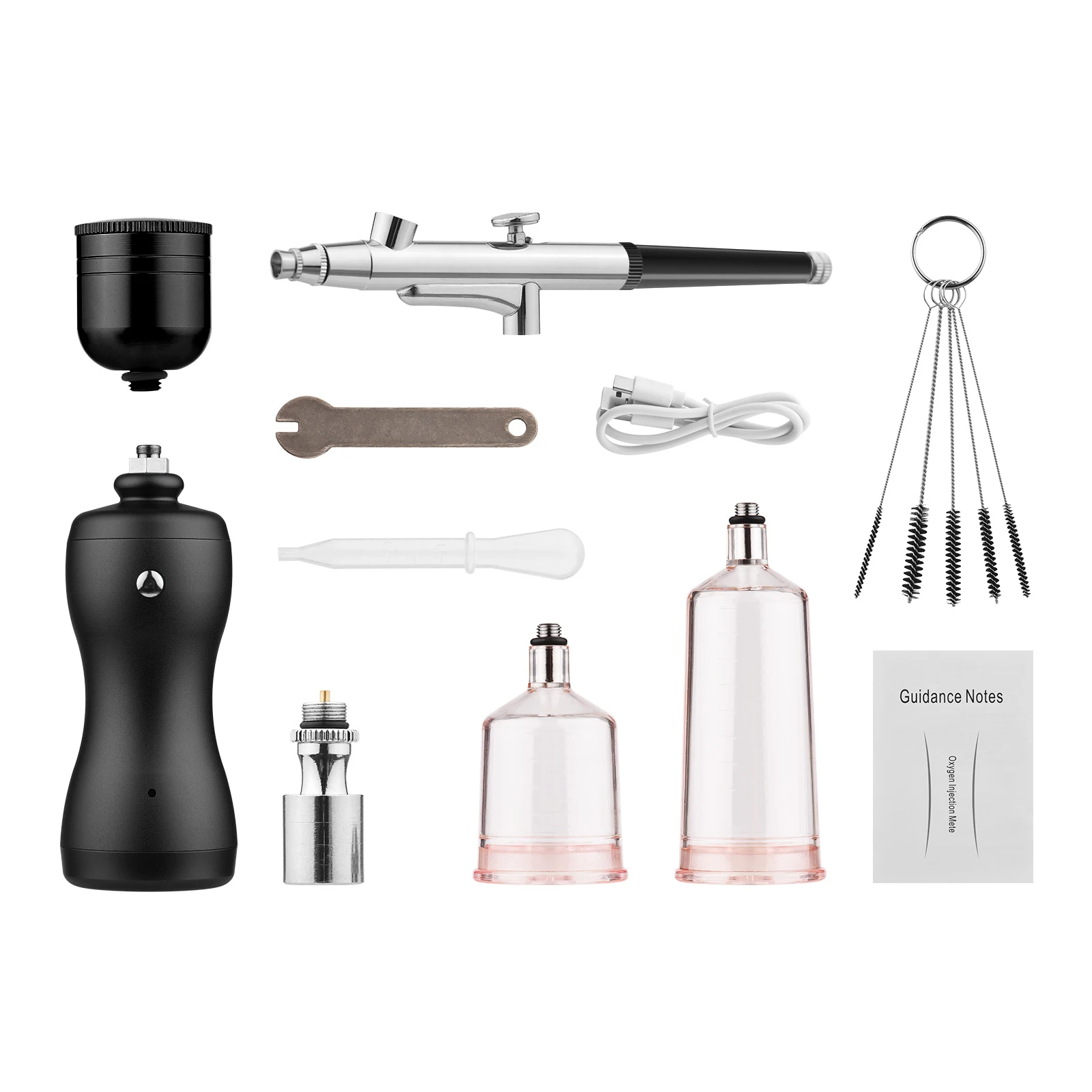 Portable Airbrush Kit with Compressor Handheld Cordless Air Brush Pen Dual-Action 3-Level Adjustable Pressure Built-In Battery for Painting Model