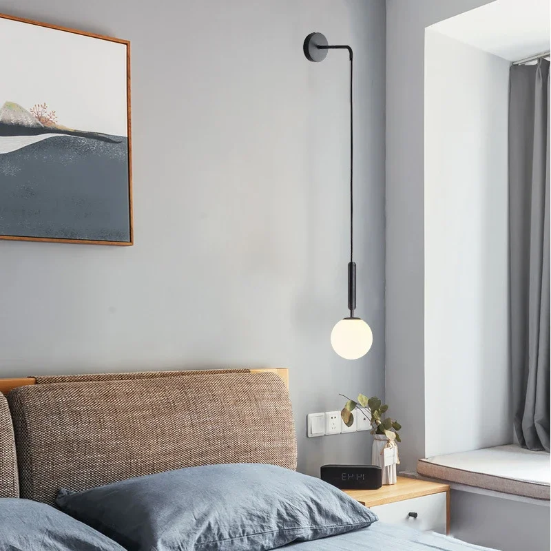 Modern Simple Glass Wall Lamp Nordic Creative LED Luxury Wall Lamps for Living Room Bedroom Bedside Wall Light Fixtures Lighting 6