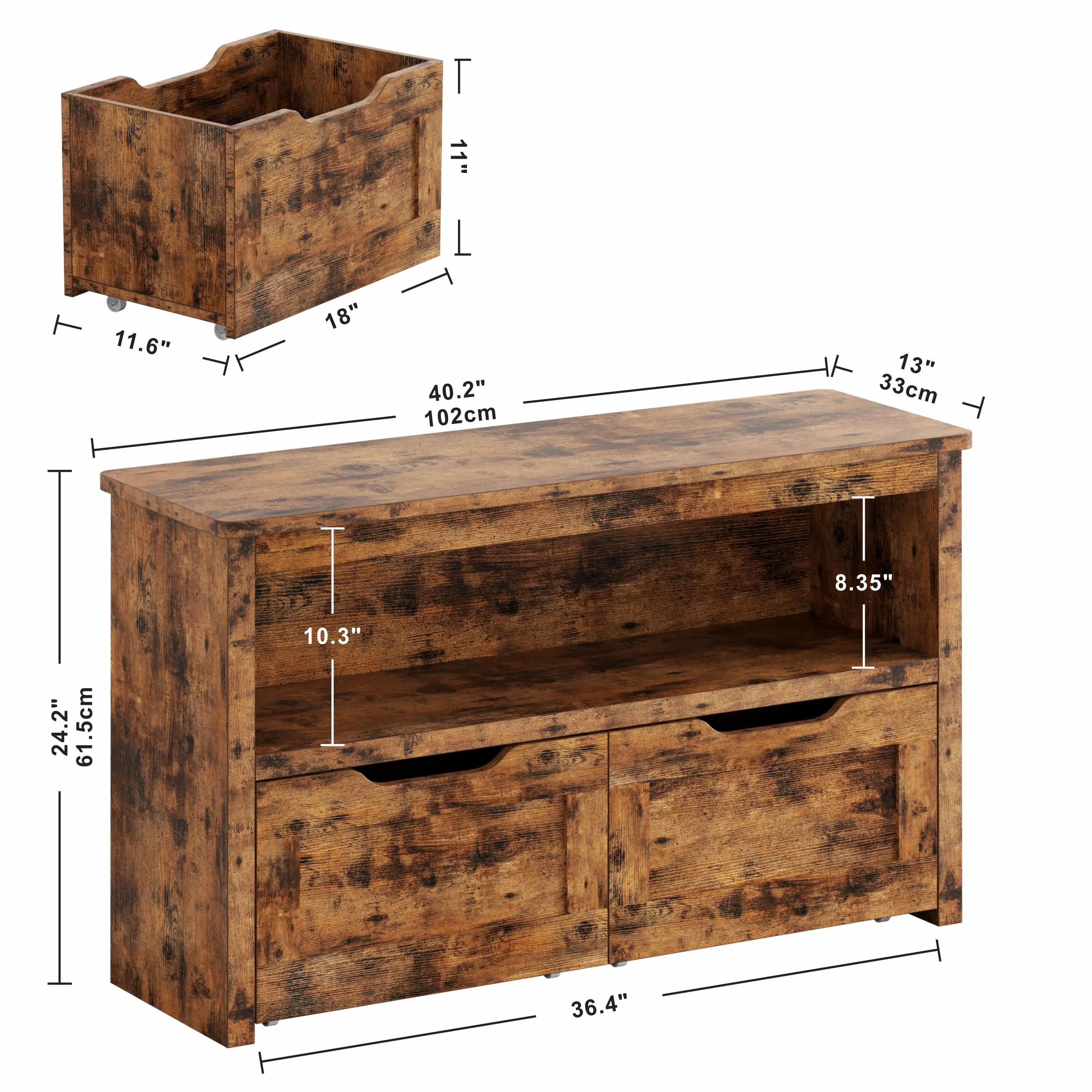 IRONCK Toy Storage Organizer for Boys and Girls, with Drawers, Wheels and Open Shelf for Nursery, Playroom, and Bedroom,Brown 3