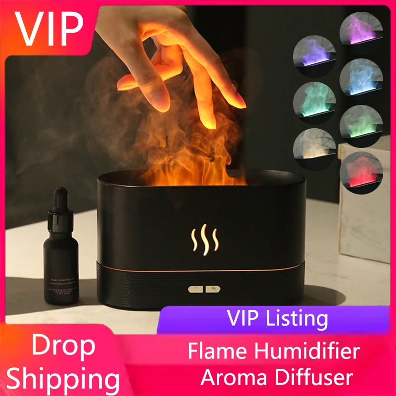 Flame Humidifier Diffuser Fire Ultrasonic Realistic Colored Flames