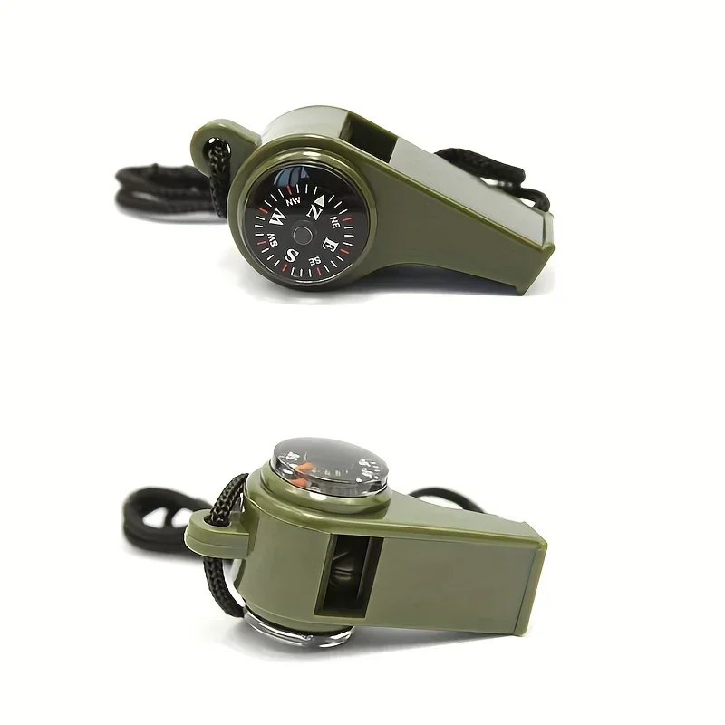 3-In-1 Outdoor Survival Whistle with Compass Thermometer 1pc for Camping Hiking Referee Cheerleading