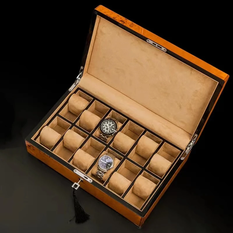 New Wood Watch Display Lock Luxury Watch Case Storage Box Image Top Quality Box Holder Men
