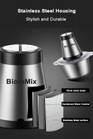 BioloMix 2 скорости, 500 Вт, нержавеющая сталь, емкость 2 л, электрический измельчитель, мясорубка, мясорубка, кухонный комбайн, слайсер — изображение 4