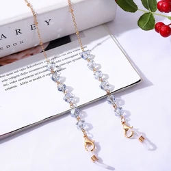 Elegant Bohemian Crystal Beaded Glasses and Mask Chain Holder Necklace (A light blue)