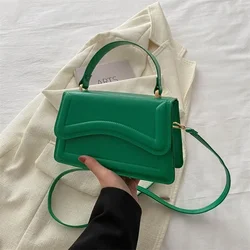 Elegant PU Leather Shoulder Bag - Women's Solid Color Crossbody Tote (Green)