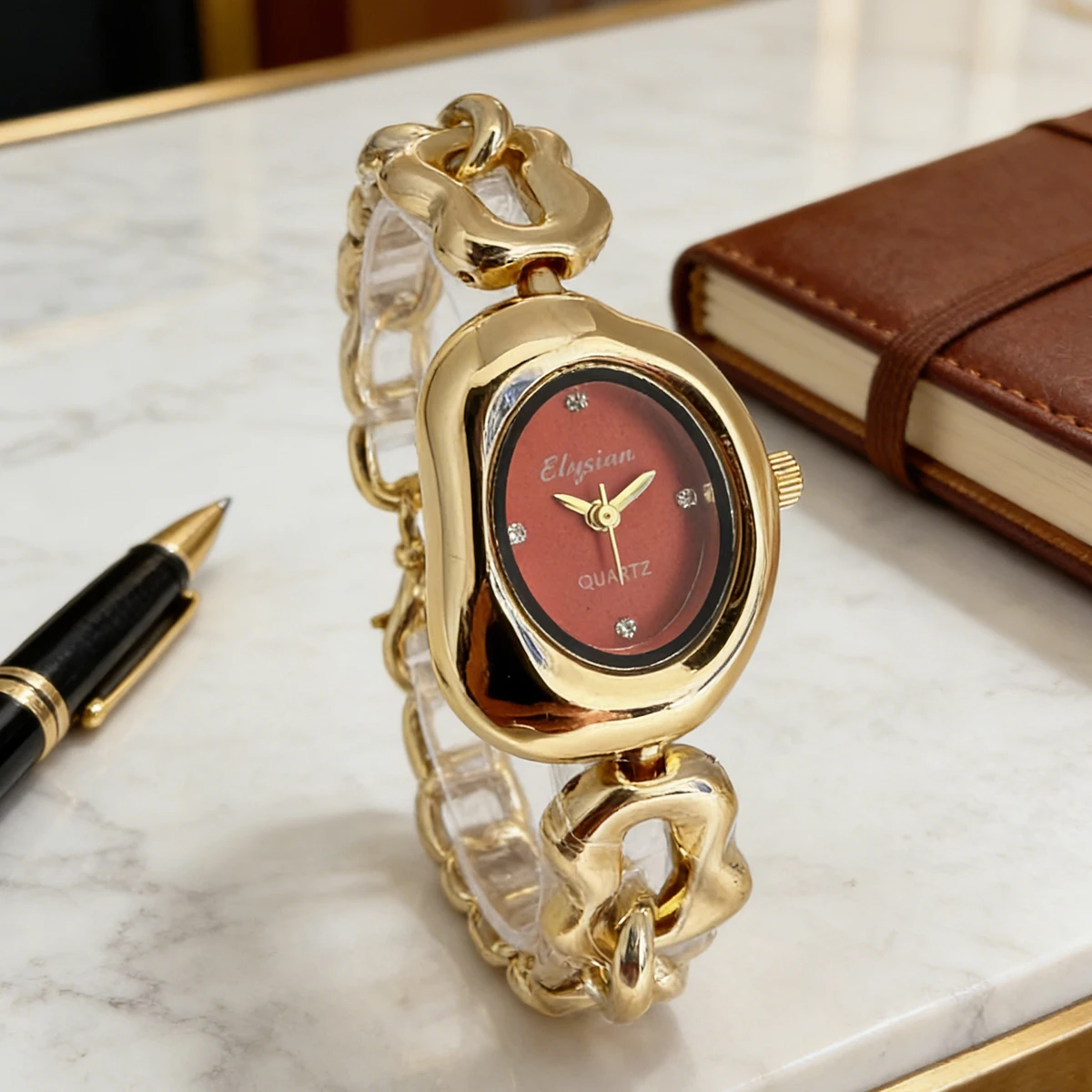 Chic Oval Dial Women's Watch with Chain Bracelet - Simple, Versatile, and Elegant