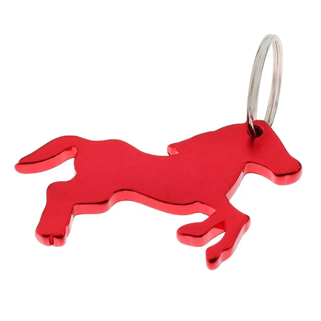 2x Aluminum Horse Pattern Bottle Opener with Keychain Bag Pendent 4