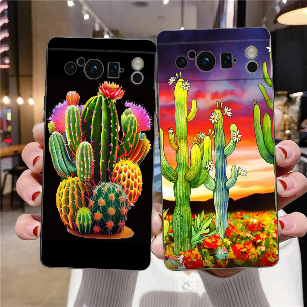 Succulent Design Shockproof Silicone Phone Case - Soft TPU Protective Cover
