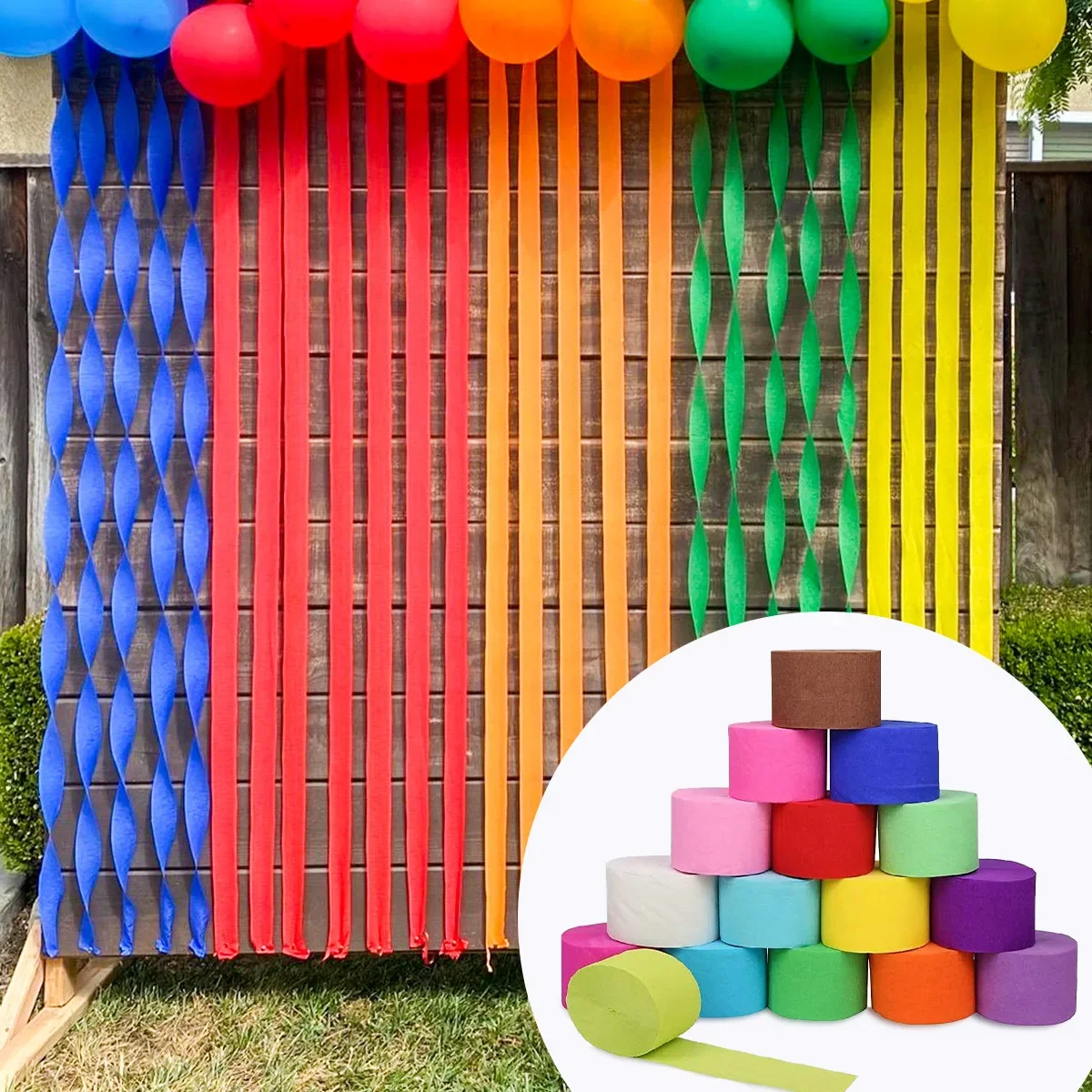 Crepe Paper Streamers 1roll 4.5cm*25 meters Tissue Paper Roll Flower Craft Birthday Wedding Party Backdrop DIY