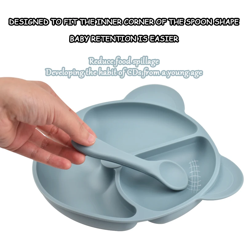 Baby Safe Sucker Silicone Dining Plate Solid Cute Cartoon Children Dishes Suction Toddle Training Tableware Kids Feeding Bowls 5