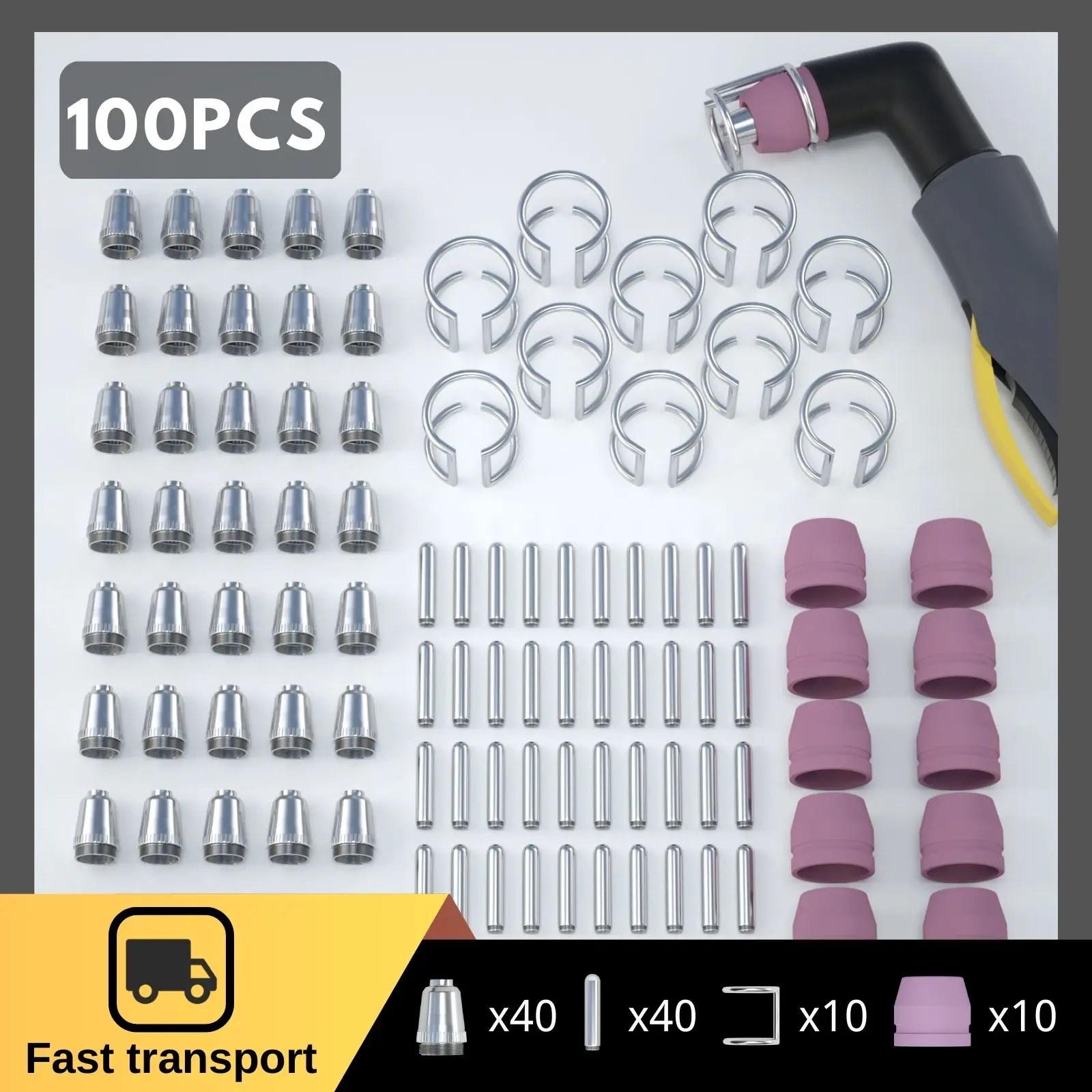 Plasma Cutting Tips 26/60/100PCS SG55 AG60 WSD60 Plasma Cutting Consumables KIT Electrodes Sheild Cups TIPS Spacer Guide Plasma Cutter Welder Torch