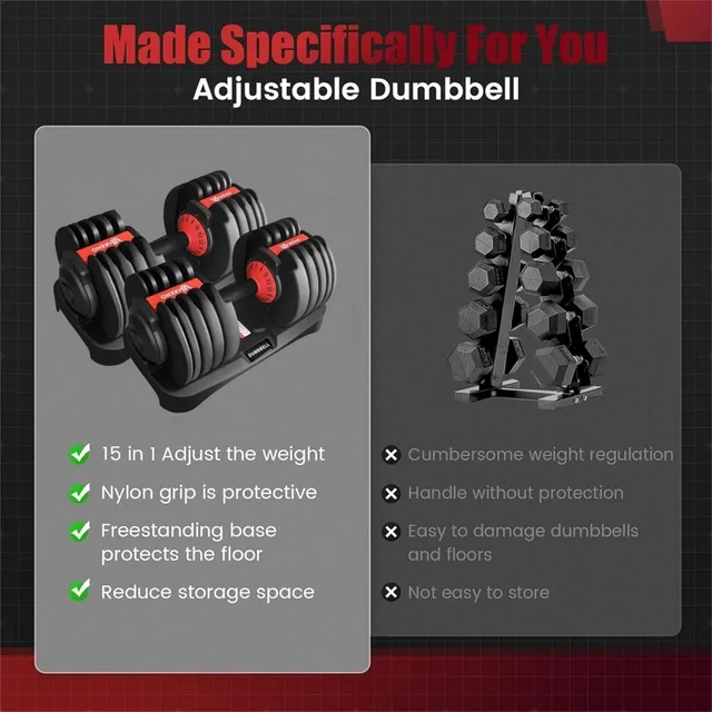 Adjustable Dumbbell Pair 24kg/53lb 6