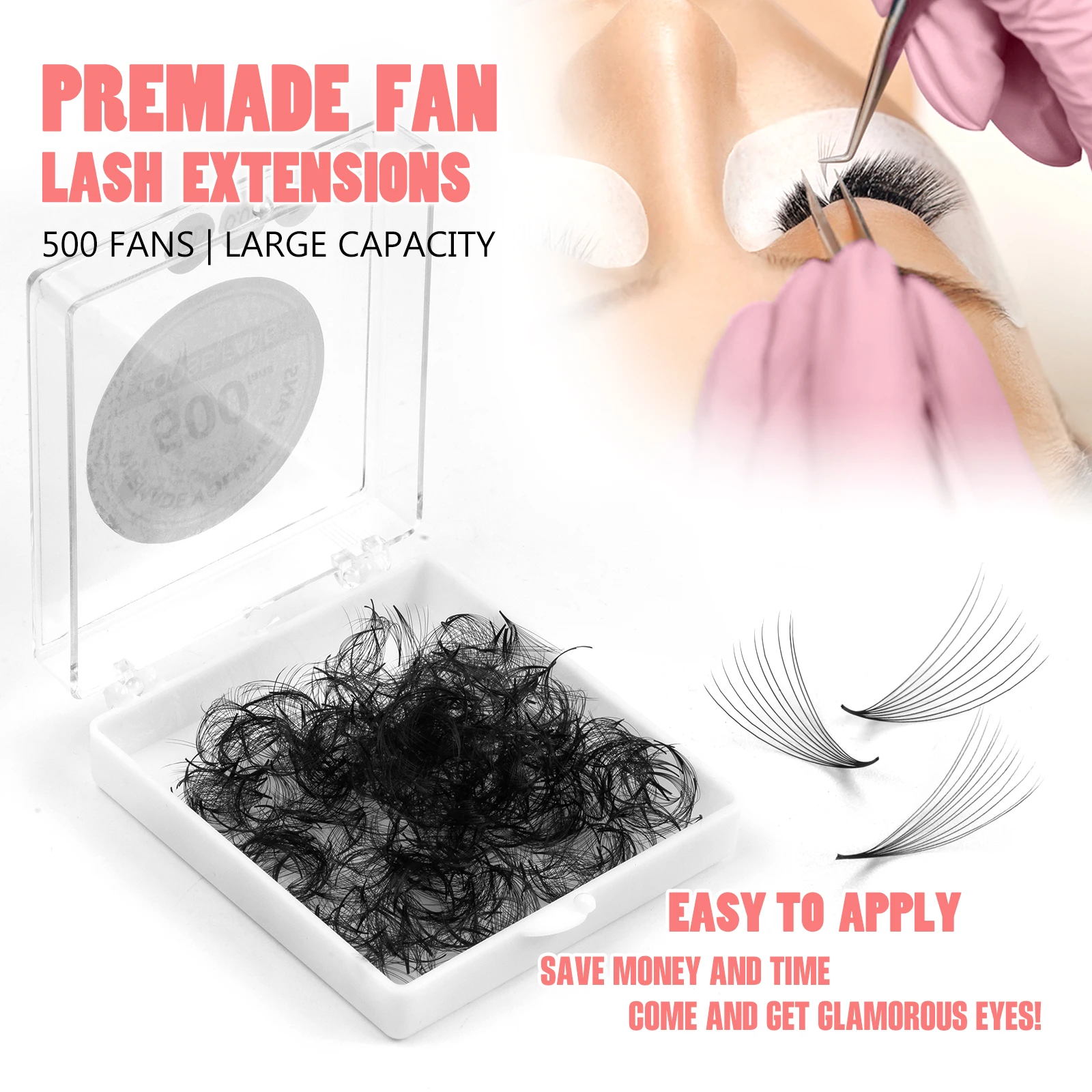 Finydreamy 500 Fans Premade Volume Fans Lashes Base A Punta Ventagli Sciolti Professionale A Stelo Medio Sharp Sottili Extension Ciglia