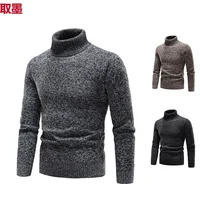 Hot Sale Of The Season New Men's High Collar Fleece Lined Knitwear Casual Long Sleeve Overhead Sweater Thick Winter Warm Size La
