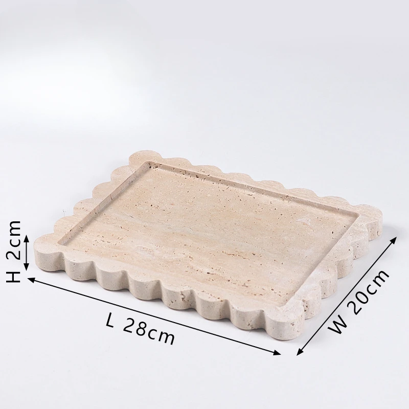 Wabi-Sabi Style Retro Natural Yellow Travertine Fruit Plate Tray Ornament Jewelry Plate Home Decor 6