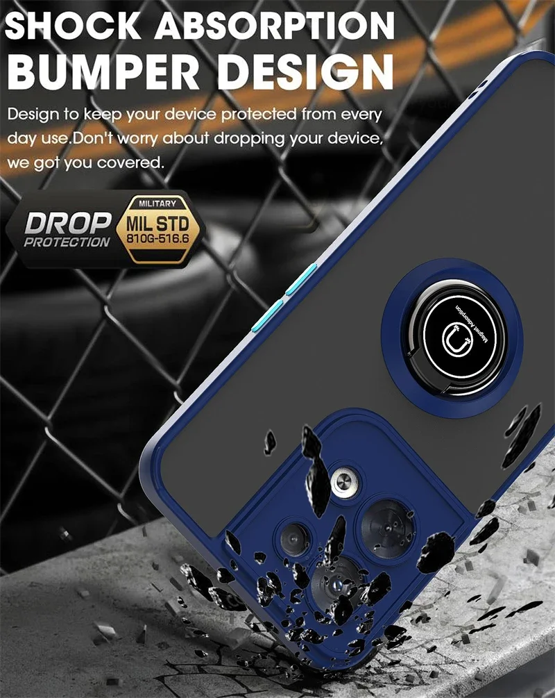 Matte Magnetic Car Ring Stand Phone Case with Back Cover