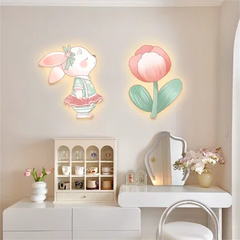 Cartoon Rabbit Flower Mural Night Light 1
