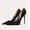 Women's Large Size High Heels Thin Heels Pointed Toe Lace High Heels Dress Banquet Mature New Spring Sexy Zapatillas De Mujer 6