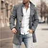 Casual Men's Woolen Coat Stand Collar Mid-Length with Pockets Autumn Winter New Style Cross-Border Fashionable Men's Windbreaker