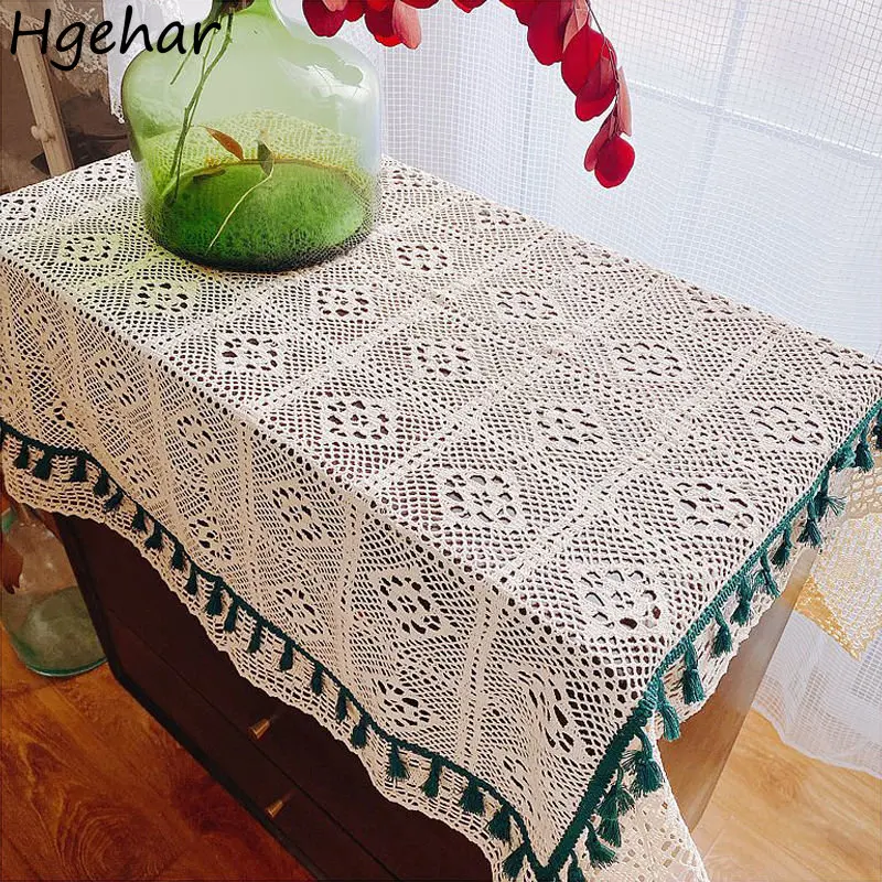 

Retro European Lace Tassel Table Cloth Party Banquet Decorative Tablecloth Dust-proof Heat Insulation скатерть Household Obrus